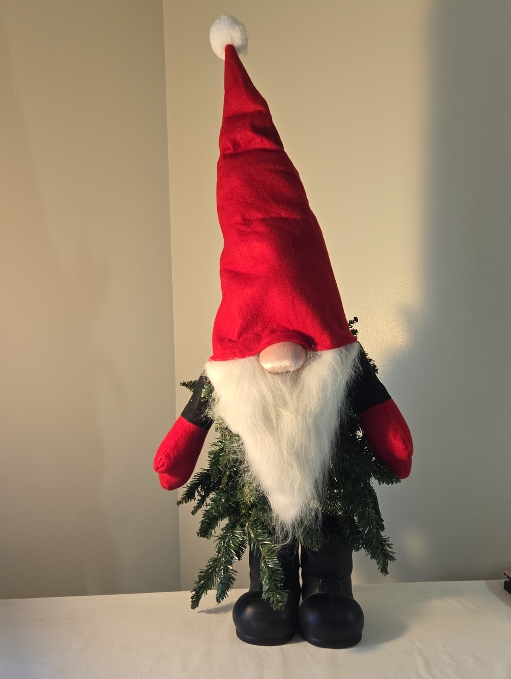 Festive Red Gnome Holiday Decor with White Beard